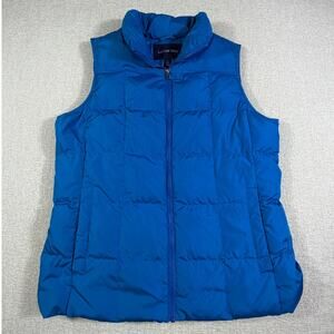 Lands’ End Women’s L Blue 80% Down Fill Lightweight Puffer Vest Zip Front Warm
